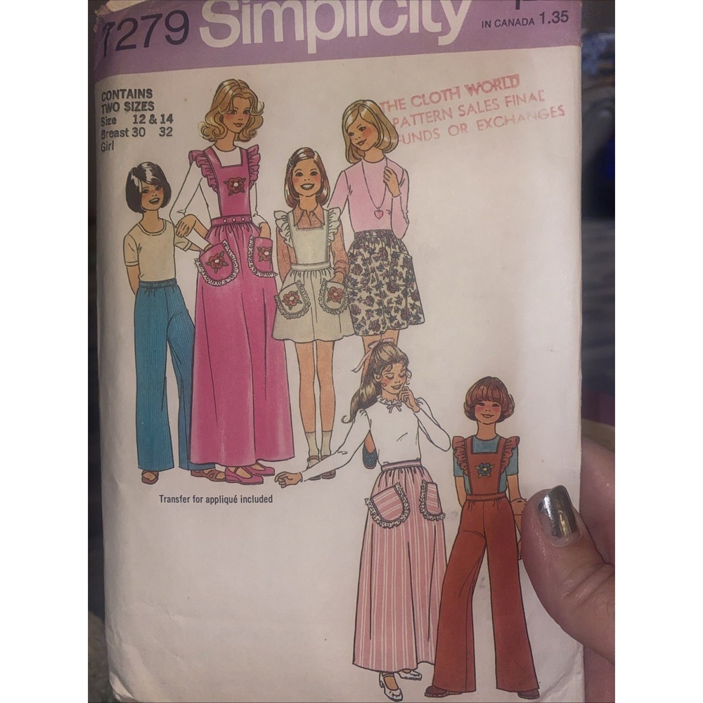 Vintage 1970s Simplicity Sewing Pattern 7279 Girls 12-14 Cottagecore Uncut 1975